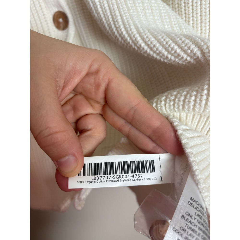 Quince Organic Cotton Women's Oversized Boyfriend Knit Cardigan Ivory Size XL - Picture 5 of 7